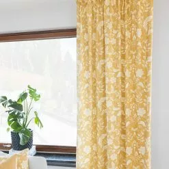 Tyynyliina X 2 - Onni (keltainen) -Pyöreät matot myymälä 0021 onni yellow curtain 01.jpg 49737