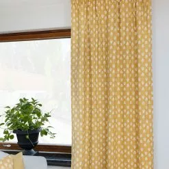 Tyynyliina X 2 - Sari (keltainen) -Pyöreät matot myymälä 0024 sari yellow curtain 01.jpg 19280