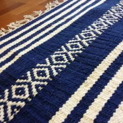 Räsymatto - Ystad (sininen) -Pyöreät matot myymälä 10 5