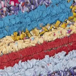 Marokkolainen Kilim Matto Boucherouite 250 X 140 Cm -Pyöreät matot myymälä 10c 95434