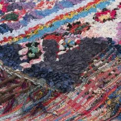 Marokkolainen Kilim Matto Boucherouite 250 X 140 Cm -Pyöreät matot myymälä 10d 16468