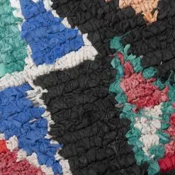 Marokkolainen Kilim Matto Boucherouite 260 X 150 Cm -Pyöreät matot myymälä 18c 81273