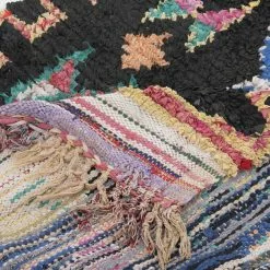 Marokkolainen Kilim Matto Boucherouite 260 X 150 Cm -Pyöreät matot myymälä 18d 30482