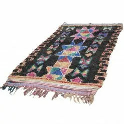 Marokkolainen Kilim Matto Boucherouite 260 X 150 Cm -Pyöreät matot myymälä 18f 9140