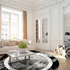 Pyöreät Matot - Castello (musta/valkoinen) 7 Pyöreät Matot - Castello (musta/valkoinen) -Pyöreät matot myymälä 20 leiden.skd11243.col801.round .d15.p5