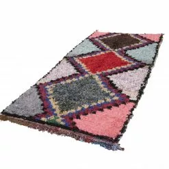 Marokkolainen Kilim Matto Boucherouite 240 X 130 Cm -Pyöreät matot myymälä 4f 90388