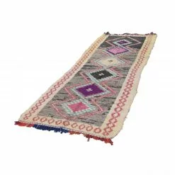 Marokkolainen Kilim Matto Boucherouite 270 X 100 Cm -Pyöreät matot myymälä 54f 2729