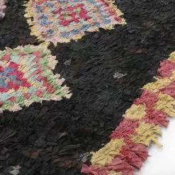 Marokkolainen Kilim Matto Boucherouite 220 X 130 Cm -Pyöreät matot myymälä 59b 7614