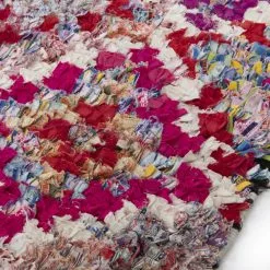 Marokkolainen Kilim Matto Boucherouite 210 X 140 Cm -Pyöreät matot myymälä 7b 87434