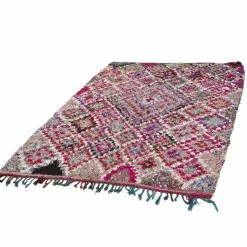 Marokkolainen Kilim Matto Boucherouite 210 X 140 Cm -Pyöreät matot myymälä 7f 4381
