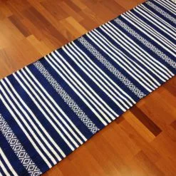 Räsymatto - Ystad (sininen) -Pyöreät matot myymälä 8 5