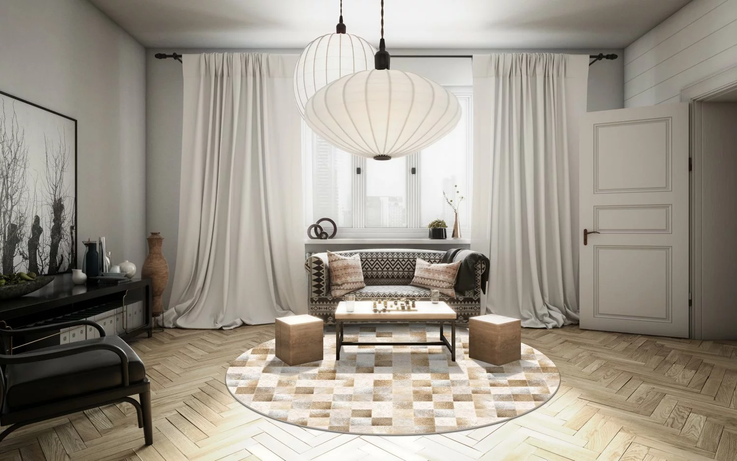 Pyöreät Matot - Trapani (beige/valkoinen) 4 Pyöreät Matot - Trapani (beige/valkoinen) - Image 2