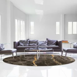 Pyöreät Matot - Aris (musta/kulta) -Pyöreät matot myymälä arisrunda