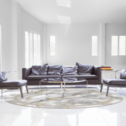 Pyöreät Matot - Attika (harmaa/valkoinen/kulta) -Pyöreät matot myymälä attikarunda