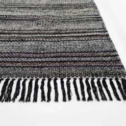 Räsymatto - Carbon (harmaa) -Pyöreät matot myymälä carbon trasmatta flickenteppich rag rugs 01copy4