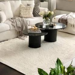 Pyöreä Matot - Soft Shine (valkoinen) -Pyöreät matot myymälä cred produktbild soft shine 24975