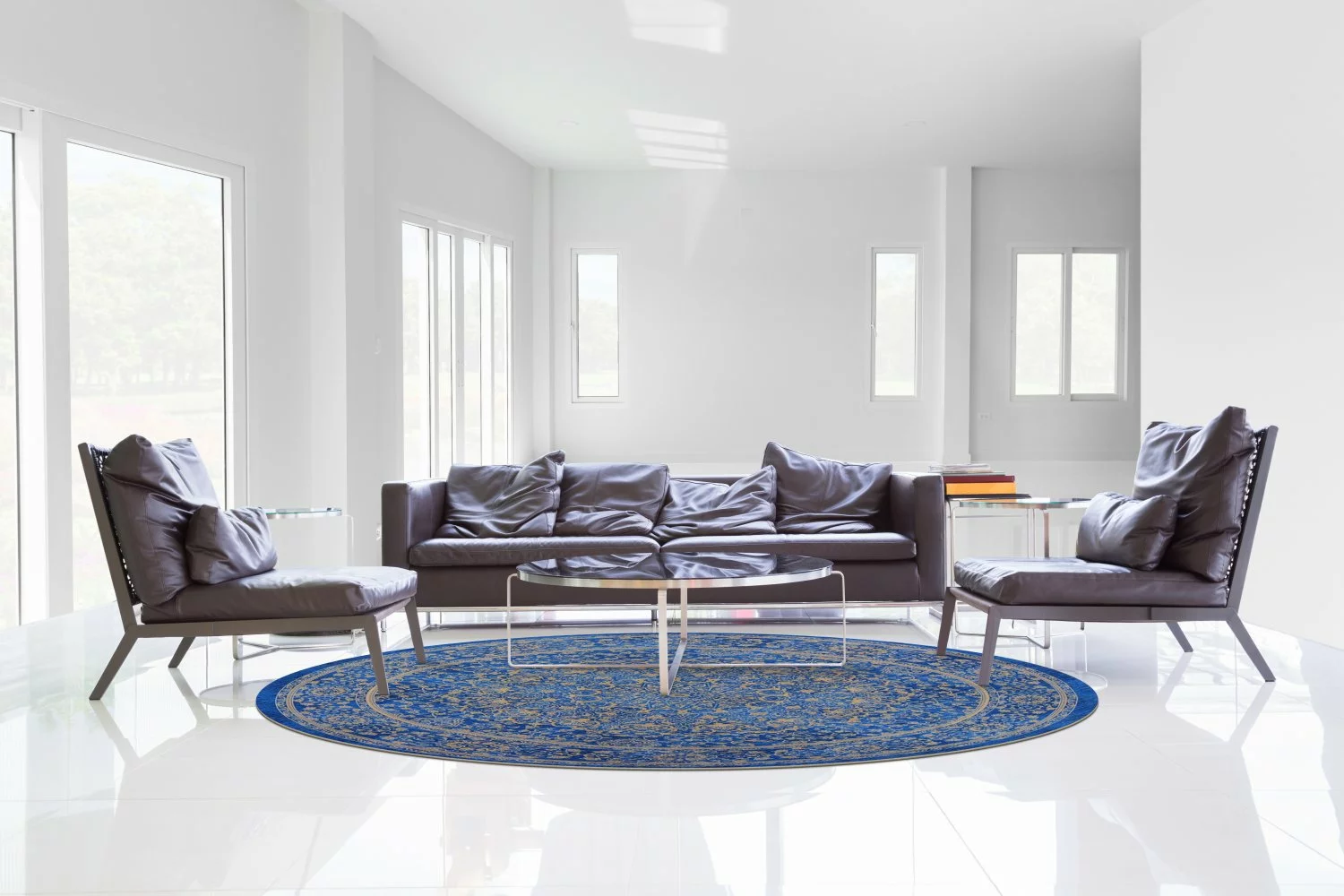 Pyöreät Matot - Vinadio (sininen/kulta) 8 Pyöreät Matot - Vinadio (sininen/kulta) - Image 6