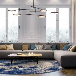 Pyöreät Matot - Temima (sininen) -Pyöreät matot myymälä dt40221 104 180xyuvarlaka