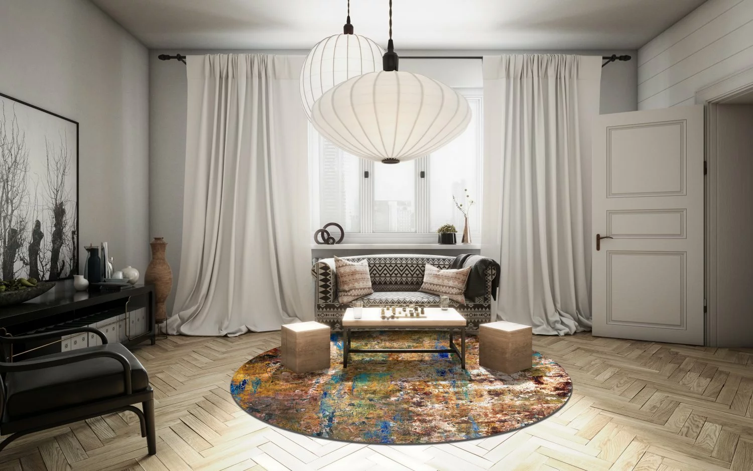 Pyöreät Matot - Trepito (ruskea/sininen/multi) 5 Pyöreät Matot - Trepito (ruskea/sininen/multi) - Image 3