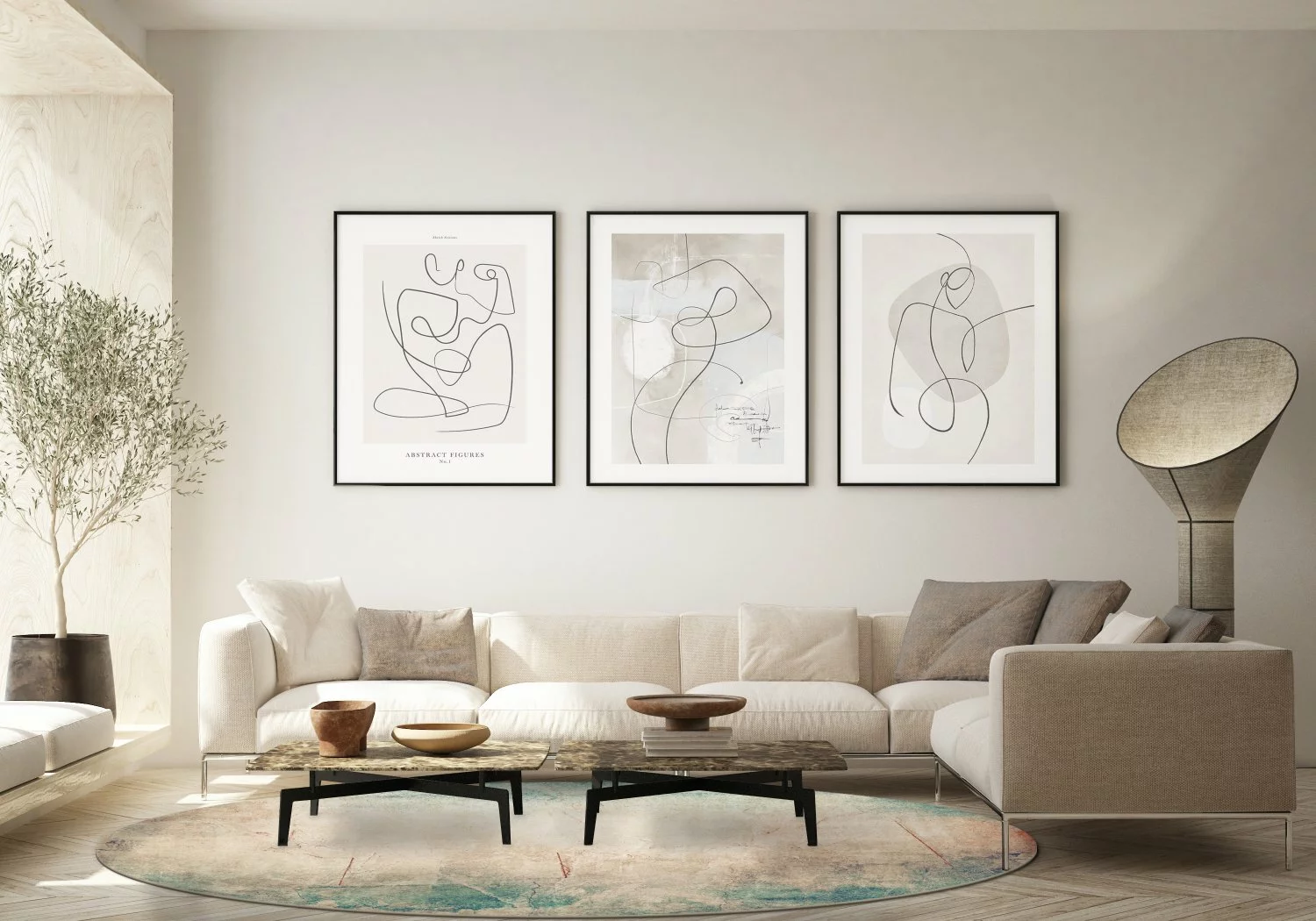 Pyöreät Matot - Giave (beige/sininen) 5 Pyöreät Matot - Giave (beige/sininen) - Image 4