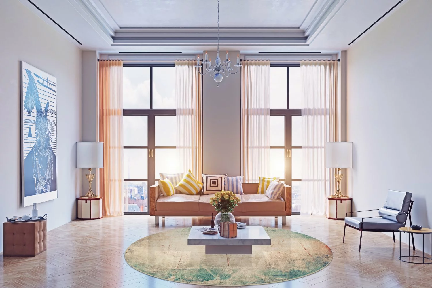 Pyöreät Matot - Giave (beige/sininen) 3 Pyöreät Matot - Giave (beige/sininen) - Image 2