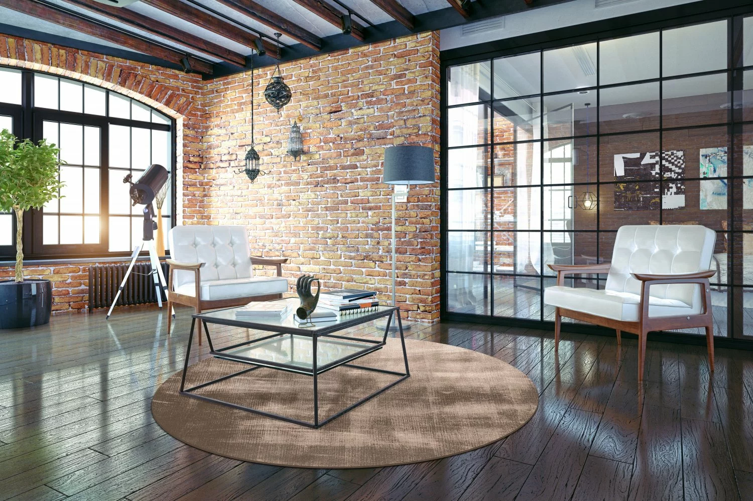 Pyöreät Matot - Olmedo (harmaa/beige) 4 Pyöreät Matot - Olmedo (harmaa/beige) - Image 2