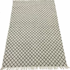 Räsymatto - Agadir (musta/valkoinen) -Pyöreät matot myymälä img 4709