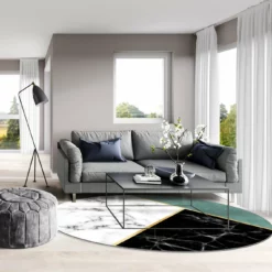 Pyöreät Matot - Savino (musta/valkoinen/vihreä) -Pyöreät matot myymälä interi1 93061