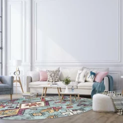 Pyöreät Matot - Misare (sininen/multi) -Pyöreät matot myymälä interi3