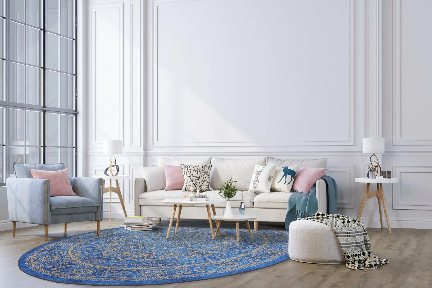 Pyöreät Matot - Vinadio (sininen/kulta) 4 Pyöreät Matot - Vinadio (sininen/kulta) - Image 2