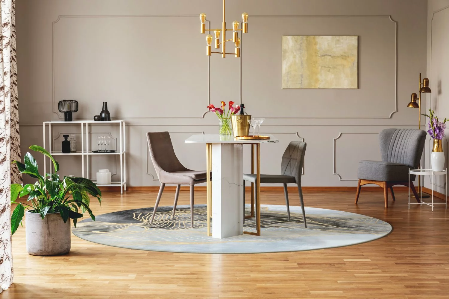 Pyöreät Matot - Ekual (sininen/harmaa/kulta) 4 Pyöreät Matot - Ekual (sininen/harmaa/kulta) - Image 2