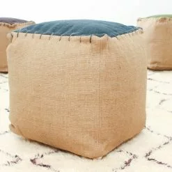 Rahi - Juutti Top (sininen) -Pyöreät matot myymälä puffarbeniourain 11042 74146