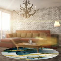 Pyöreät Matot - Alvaro (sininen/valkoinen/kulta) -Pyöreät matot myymälä room1 5 alvaro