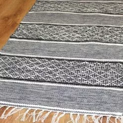 Räsymatto - Visby (musta-valkoinen) -Pyöreät matot myymälä ryaimg 641312341