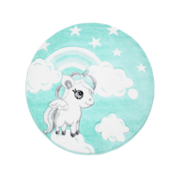 Lastenmatto - Bueno Ponny (turkoosi) -Pyöreät matot myymälä screenshot 2019 06 12kinderteppichmiteinhornbuenokids1450mintflachflor teppichmitsternen2